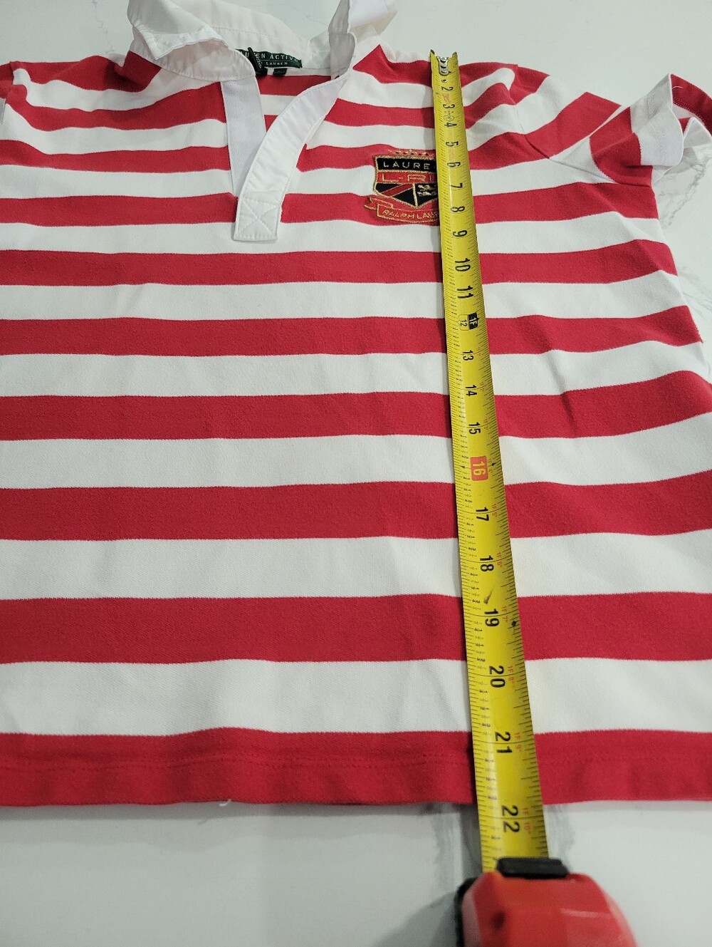 Vgt Ralph Lauren Red/white Stripe Rugby Preppy Embroidered Logo Polo Large - Picture 7 of 7